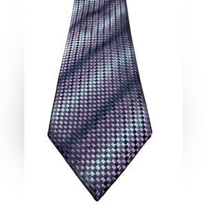 Bruno Marchesi 100% Silk Tie Hand Made Iridescent Purple Geometric